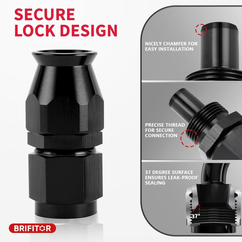 BRIFITOR 6AN PTFE Hose End Fittings Kit,0/45/90/180 Degree Fittings with Quick-Disconnect Adapters,AN Wrench Protectors & PTFE Hose Assemby Tool For LS Swap EFI System - Image 3